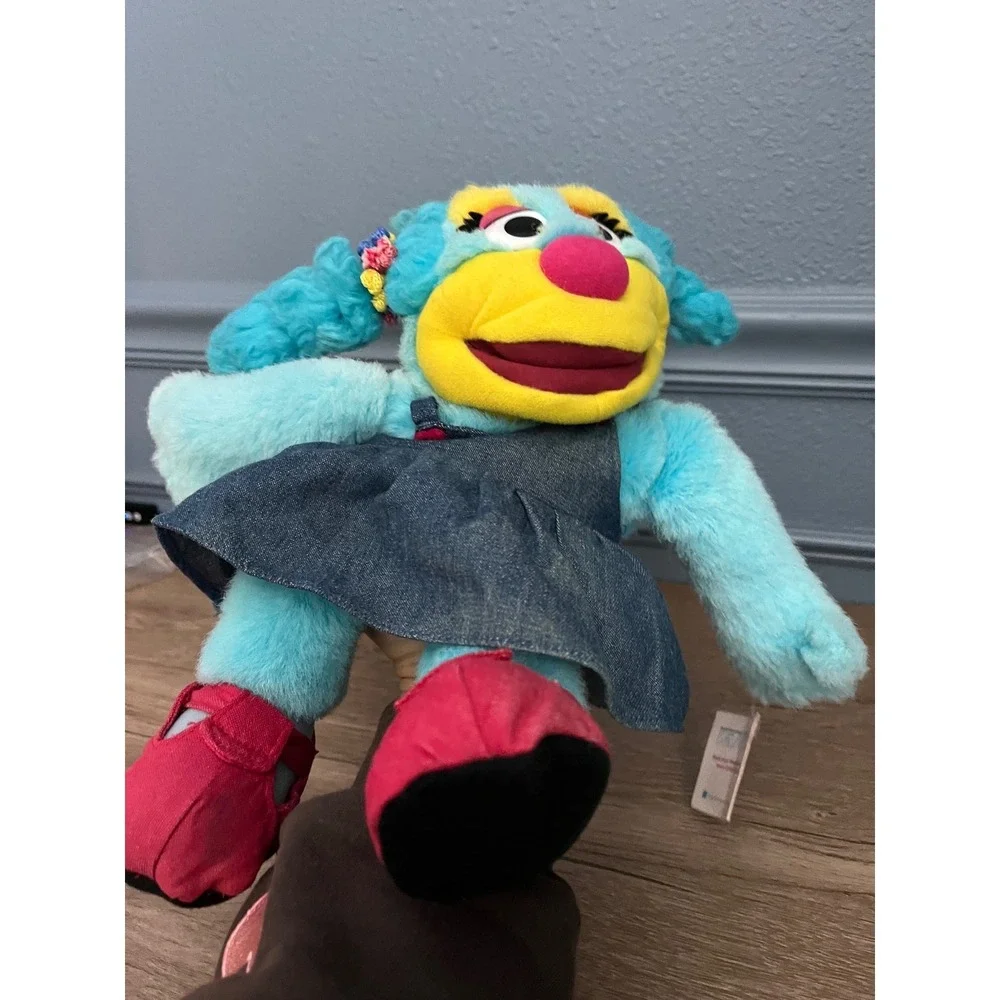 Sesame Street Annie‎ Plush Toy Blue Dog Denim Dress Flower Hair Clip